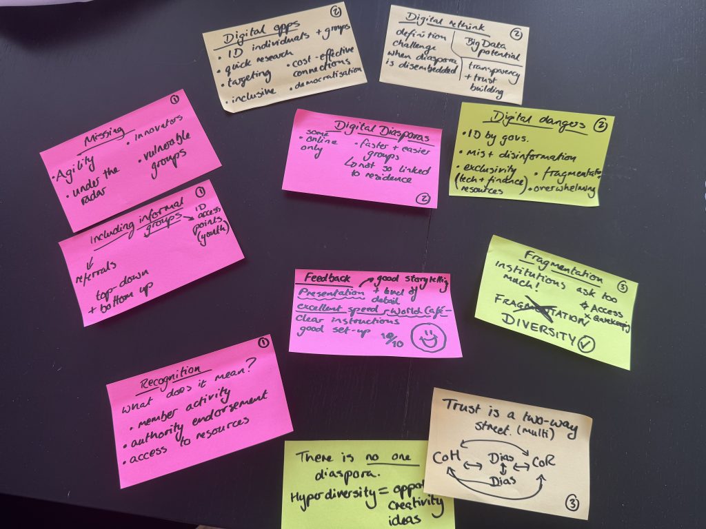 Post-its with reflections from participants during the workshop