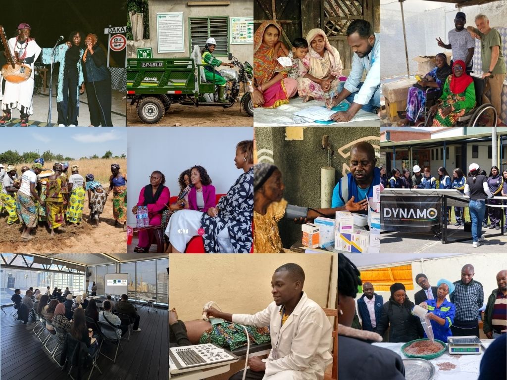 A collage of 11 field photos of the D4D grants projects